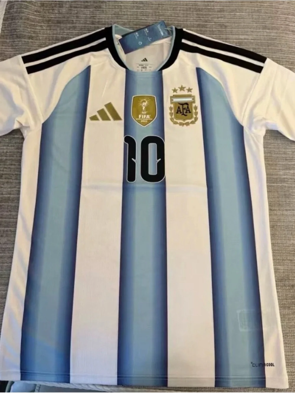 2026 Adidas Argentina #10 Soccer Jersey - White & Sky Blue